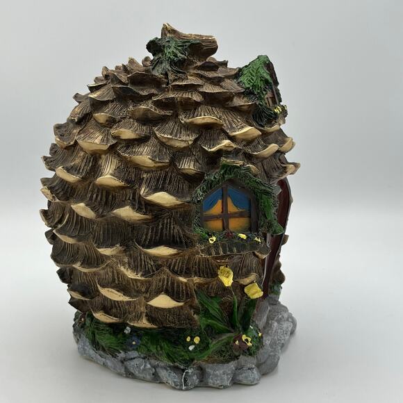 HearthSong Fantastical Resin Fairy Village Pinecone House 9" w/ 4 Fairy Figures - Picture 3 of 11